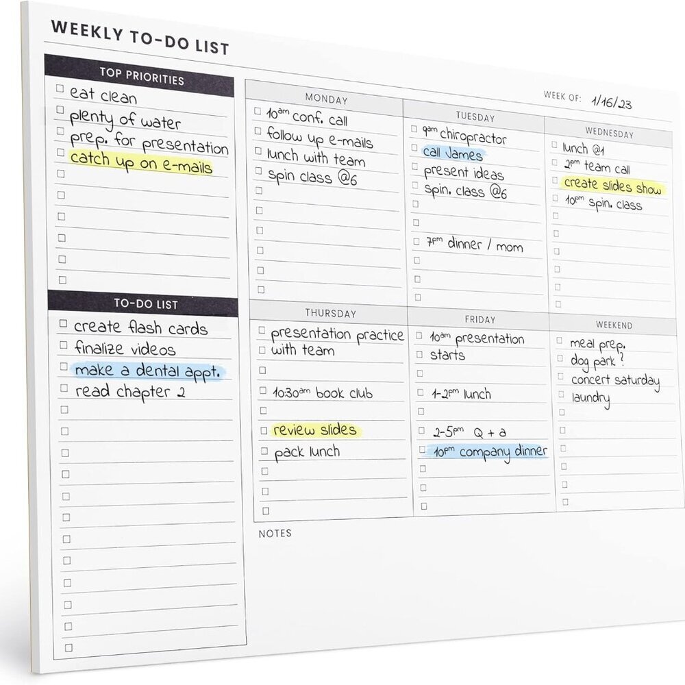 Weekly Planner Pad: To Do List Desk Notepad with Multiple Sections - 8.5x11" 52